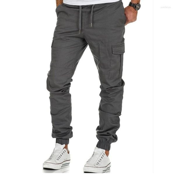 

men's pants fashion trousers men woven casual multiple pockets straight sports, Black
