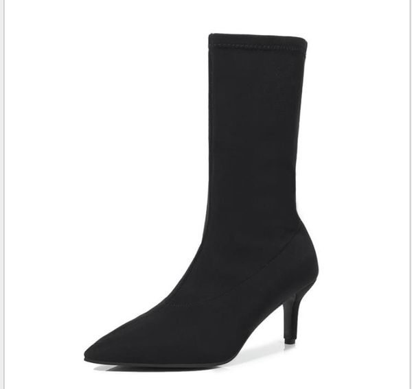 

new fashion pointed suede set of solid color boots women039s boots2919303, Black