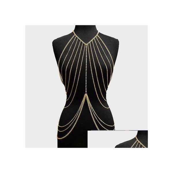 

belly chains mti layer fl female body chain harness shiny belly accessories gold color women fashion waist jewelry factory pric dhcxg, Silver