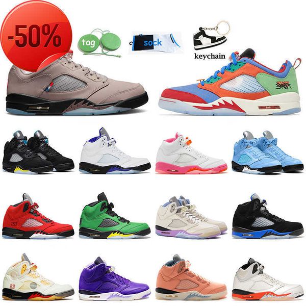 

psgs low doernbecher 5s basketball shoes 2023 jumpman 5 unc university blue aqua pinksicle concord dj khaled x we the raging bull, Black