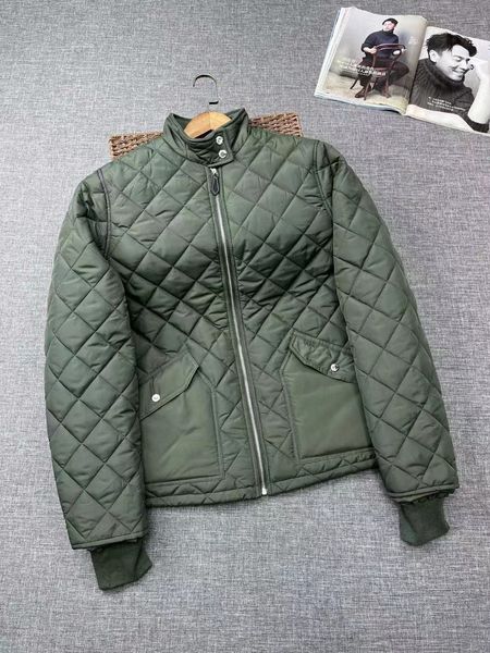 

designer coats zipper diamond quilted cotton jacket bur small stand collar coat retro chic can be worn outside worn inside washable wear-res, Black;brown
