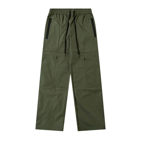 

solid color side zipper drawstring men's cargo pants casual trousers, Black