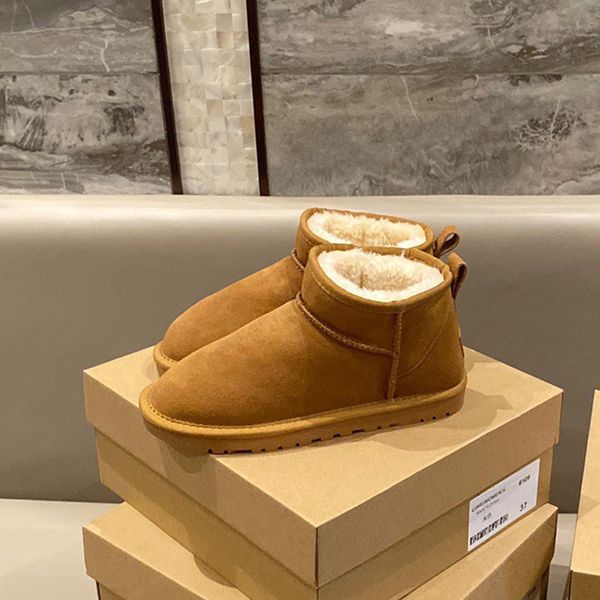 

casual shoes women ultra mini snow boots slipper winter new popular ankle sheepskin fur plush keep warm boots suede shoes classical short, Black