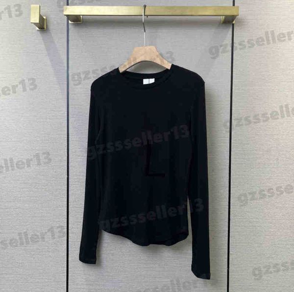 

womens t-shirts autumn black thin section crop fashion brand letter logo flocking bottoming shirt designer women clothing 0912, White