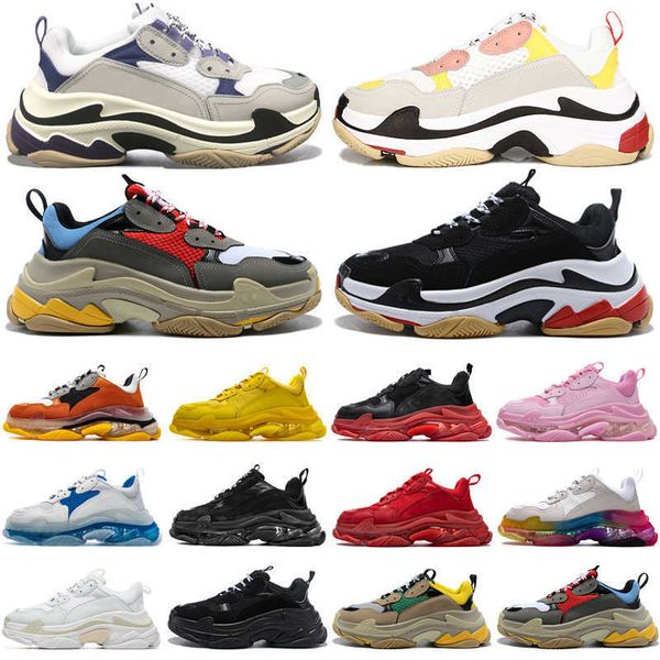 

shoes casual designer sneakers dad shoe clear sole paris vintage crystal bottom white black cream yellow red original triple s men women