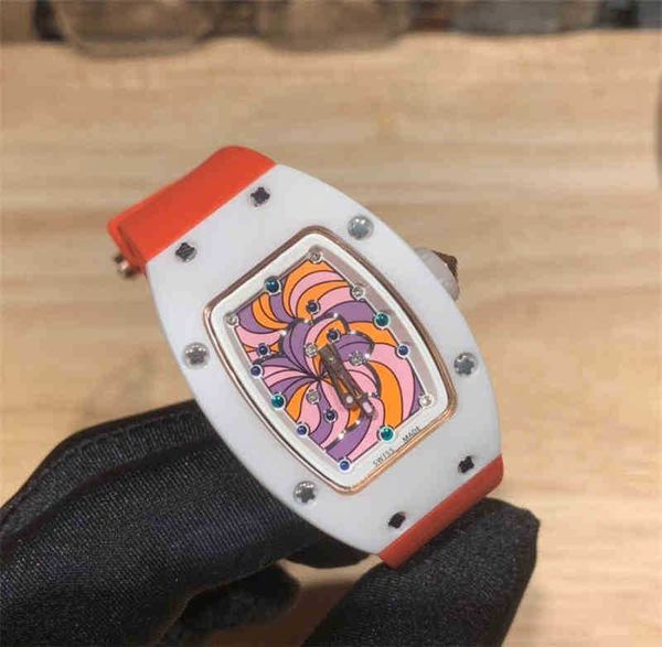 

luxury cotton wristwatch women's watch watches mechanics richa candy ceramic shell two needle automatic mechanism movement curve and co, Slivery;black