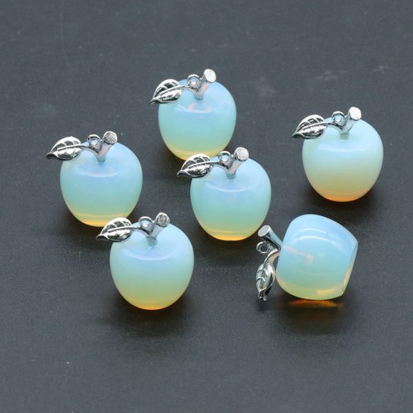 

wholesale colourful natural crystals carving apple opalite stone different material crystal apple for decoration, Silver
