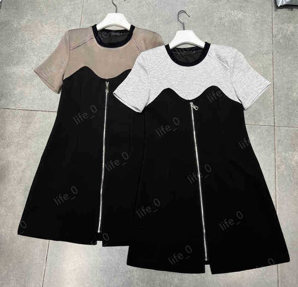 

womens designer dress ba alphabet print panel crew neck zip dresses tracksuits luxury women summer party dresses sets, Black;gray