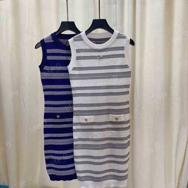

womens dresses wavy striped knitted cuff sleeveless designer dress luxury dresses for women party evening, Black;gray