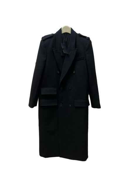 

new black lapel double row button woolen overcoat long coat, Black;brown