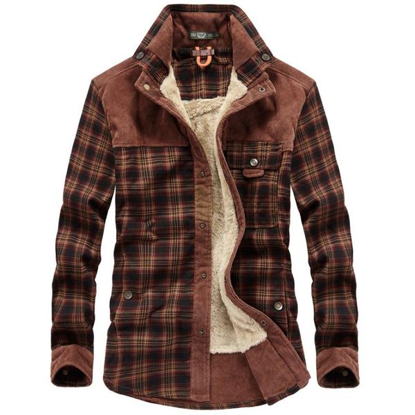 

men's casual shirts men's explosive brand men winter fleece plaid jacket thick cotton warm long sleeved coat clothing pure gentlem, White;black
