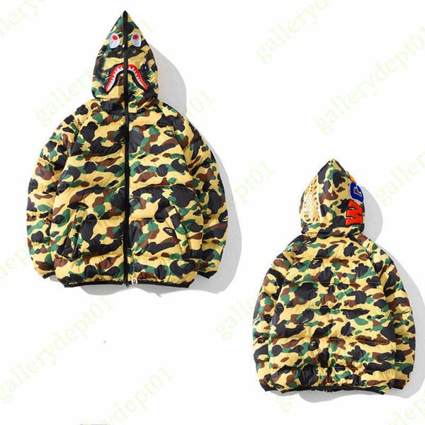 

men's down parkas men jacket designer coat cotton shark flight suit windbreak varsity arc jackets military multi pocket shark button le, Black