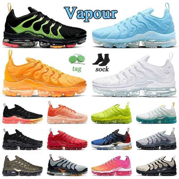 

original vapourmax plus tn running shoes men women jogging walking tennis ball sneaker vapour maxs university blue big size us 13 triple