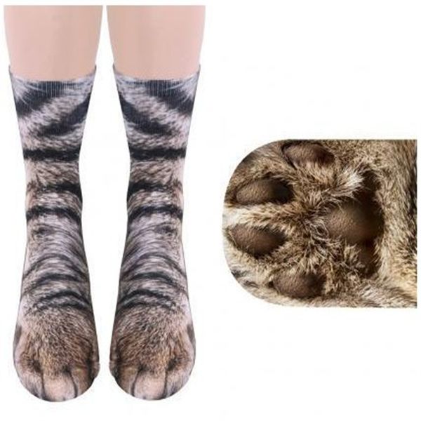 

socks animal paw pattern 3d print long cat zebra leopard pig duck elastic breathable funny socks, Black