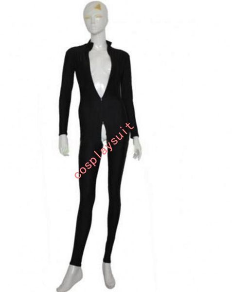 

black catsuit costumes full body spandex suit unitard tights lycar zentai tage cosplay costume jumpsuit front 3ways zipper9153202
