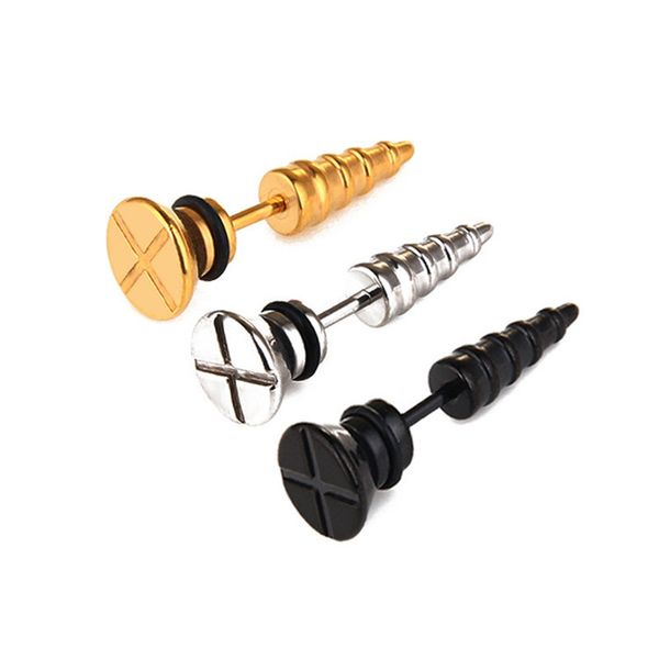 

new fashion charm earrings designer design classic screws earring punk style titanium steel perforated screw earrings for men and women rock, Golden