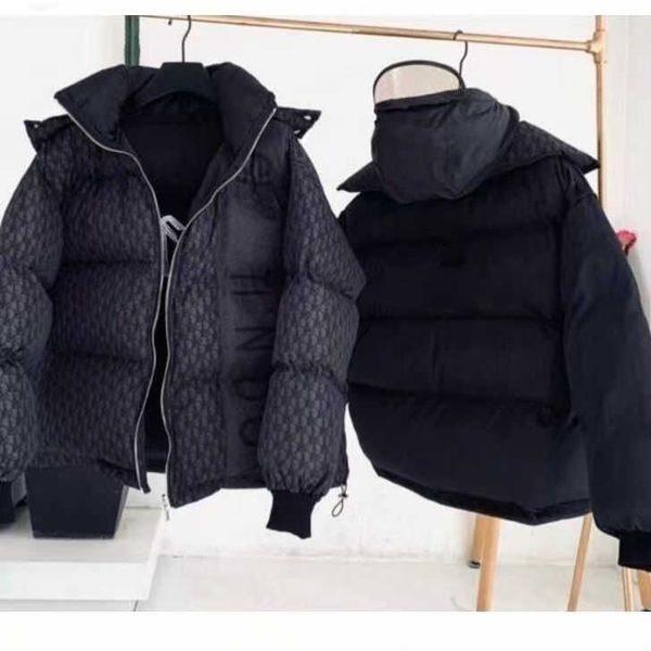

2022 autumn and winter down jacket coat men and women with the same style pin embroidery double-sided change jackets hooded, Black;brown