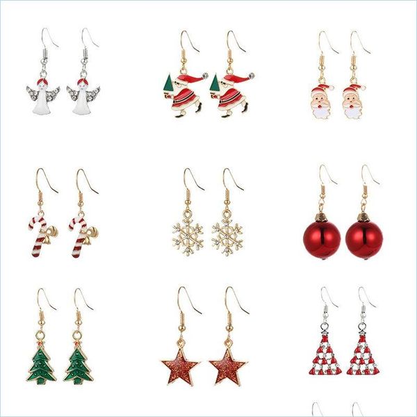 

charm christmas crystal earrings charm set style stud snowflake tree elk bell star drop dangle earring for girls women delive dhgarden dhbtl, Golden