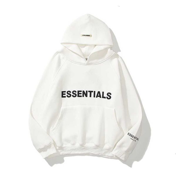

fear of fog multi thread essentials glued three-dimensional letter high street men's and women's hooded plush sweater, Black