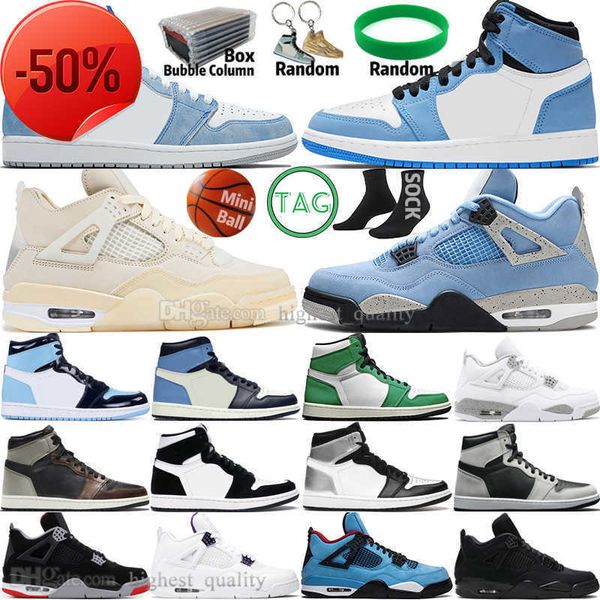 

hyper royal university blue 1 1s mens basketball shoes 4 4s sail obsidian unc silver toe black cat bred dark mocha taupe haze fearless men