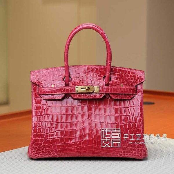 

handbag designers herme birkin 2021 new bag crocodile skin women's leather 30cm chinese red gold buckle yzl