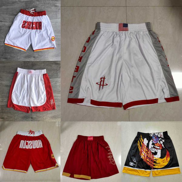 

houston''rockets''men throwback basketball shorts pocket, Black
