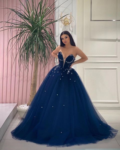 

navy blue plus size ball gown quinceanera dresses dress sweetheart beaded crystals lace up back tulle birthday party dress wear dubai evenin, Blue;red