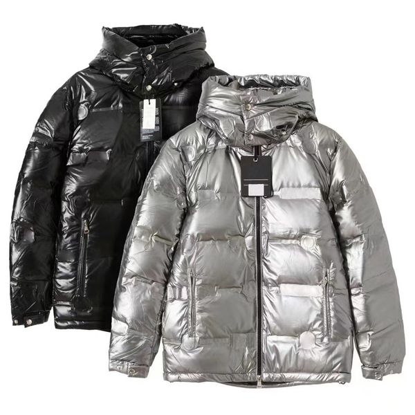 

men down jacket winter puffer jacket geometric printed hooded outwear parkas couple thick warm coats new luxury brand downs casual high str, Black