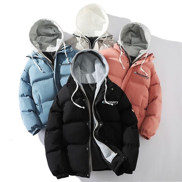 

men's down parkas discovery autumn and winter men's trench coat casual outdoor fashion warm zipper bomber jacket clothing cottonpa, Black