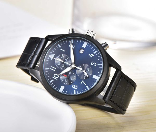 

designer luxury needle watch man fire luxury wanpai belt three eye six designer jogging second timekeeping watch mechanical, Slivery;brown