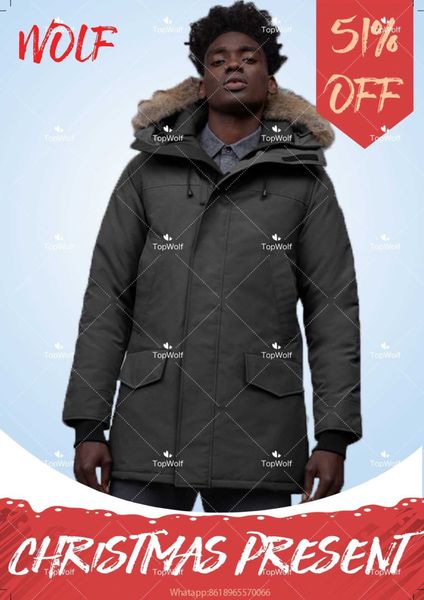 

men's winter down clothing real wolf fur hooded fashion outdoor leisure, Black