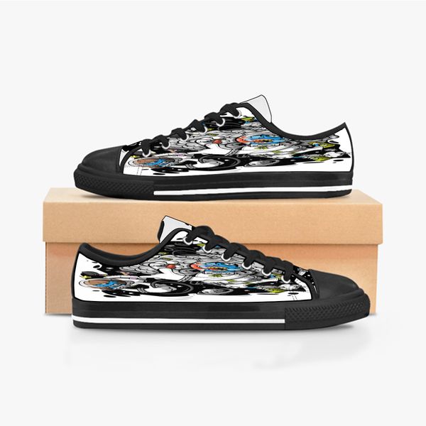 

men women diy custom shoes low canvas skateboard sneakers triple black customization uv printing sports sneakers shizi 2162-2