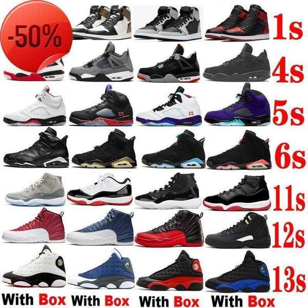 

2021 1s 4s 5s 6s 11s 12s 13s basketball shoes stealth 2.0 4 fire red 5 raging bull university blue 1 bred 11 with box wholesale chicago toe, Black