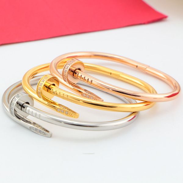 

classic designer nail bracelet titanium steel bangles gold silver cuff bangle nlay diamond bracelets womens mens love wedding jewelry gift w, Black