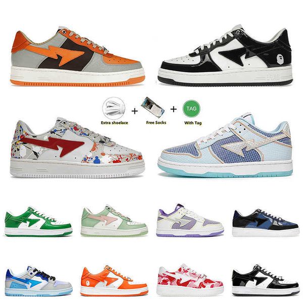 

2022 bapestas beped sk8 sta casual shoes for men women grey orange pastel green wheat black camo combo black bapesta trainers