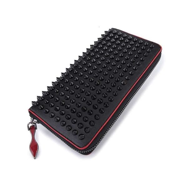 

style red bottom panelled spiked clutch women patent real leather mixed color rivets bag clutches lady long purses with spikes hsl4009966, Red;black