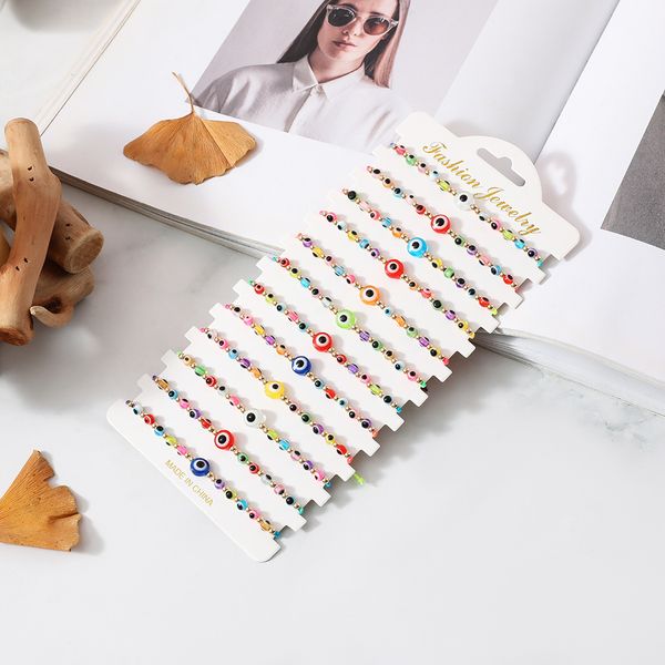 

lucky blue evil eye weave bracelets for women multicolor resin beaded adjustable ropebracelet jewelry, Golden;silver