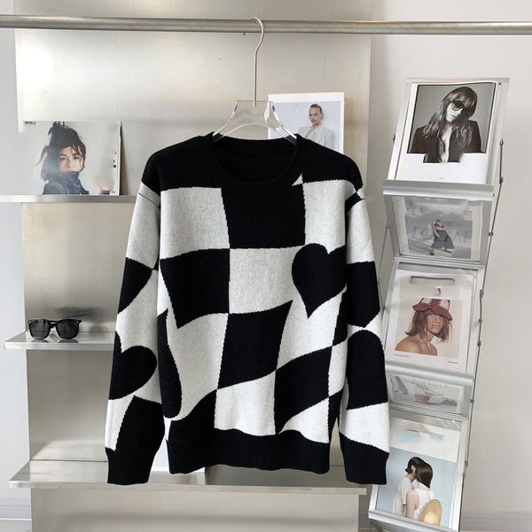 

11112 2022 autumn womens sweater long sleeve pullover crew neck fashion striped clothes weilan, White;black