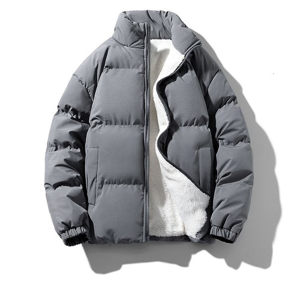 

men's wool blends jackets men outdoor casual loose large size allmatch windproof lamb fleece thickened bread padded jacket clothing, Black