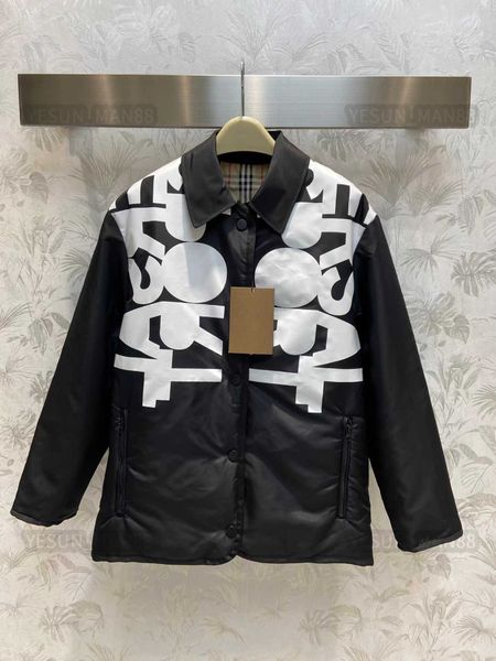 

womens designer burberys down jacket winter burbs can wear it on both sides puffer jackets coat outerwear bbr causal warm parka, Black
