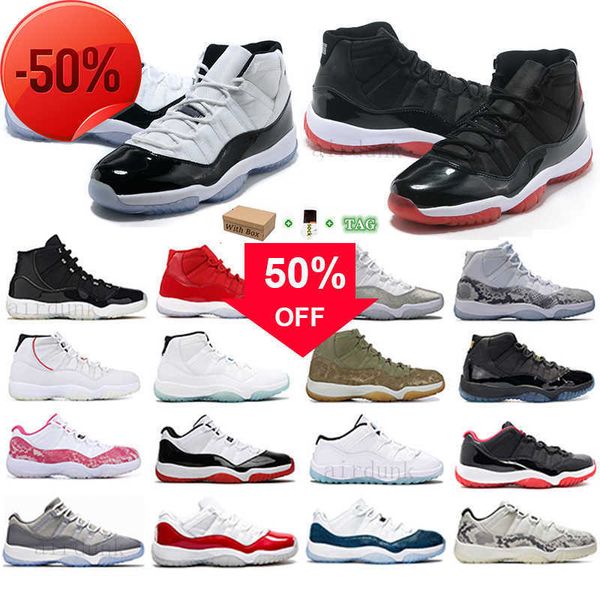 

basketball shoes mens woman jumpman 11 low white bred 11s concord 45 23 space jam sports snake rose gold men women sneakers 25th anniversary, Black