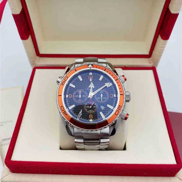 

stainless luminous wristwatches by chronograph steel sapphire super aaaaa watches 3atm waterproof fashion mens montre de luxe watch watcehes, Slivery;brown