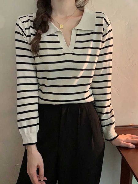 

women's sweaters jmprs soft women sweater fashion striped autumn black white long sleeve thin jumper korean loose fall casual ladies n, White;black
