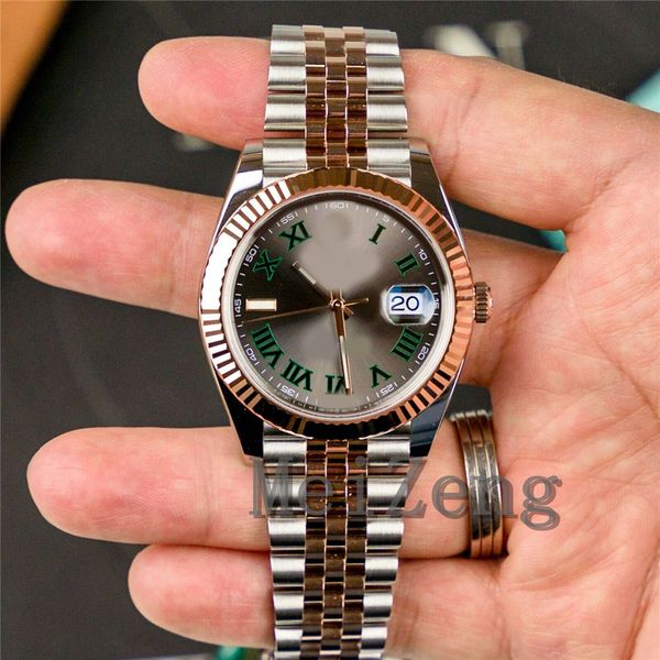 

luxury wristwatch datejust 41mm two tone rose gold wimbledon jubilee - 126331-0016 men's automatic watch, Slivery;brown