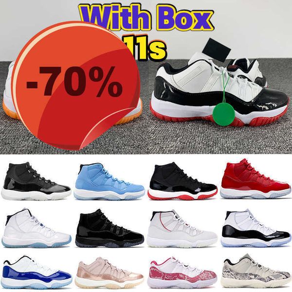 

with box 11 11s basketball shoes 25th anniversary low white bred legend blue citrus pantone cap and gown space jam men women sneakers, Black