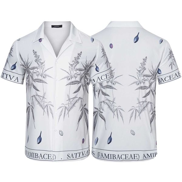 

t-shirt for men amii fashion short sleeve cotton designer shirtsmen's high street bamboo leaf printed youth fresh casual leisure hip ro, White;black