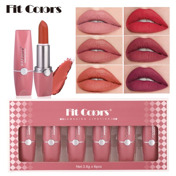 

6pcs matte lipstick pack non-stick cup long lasting lipgloss set for girls and women ls05