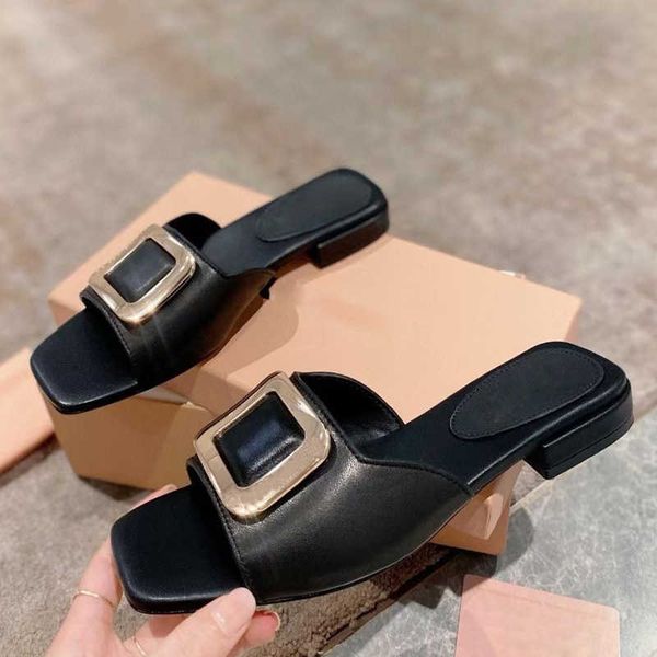 

women's leather slides sandal horsebit outdoor lady beach sandals casual slippers ladies comfort walking shoes size35-41, Black