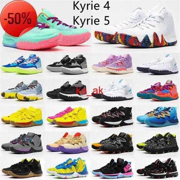 

kyries 4 5 men kyries basketball shoes iv low irvings mens heal the world trainer 4s 5s halloween confetti carpet trainers sport s259o, Black