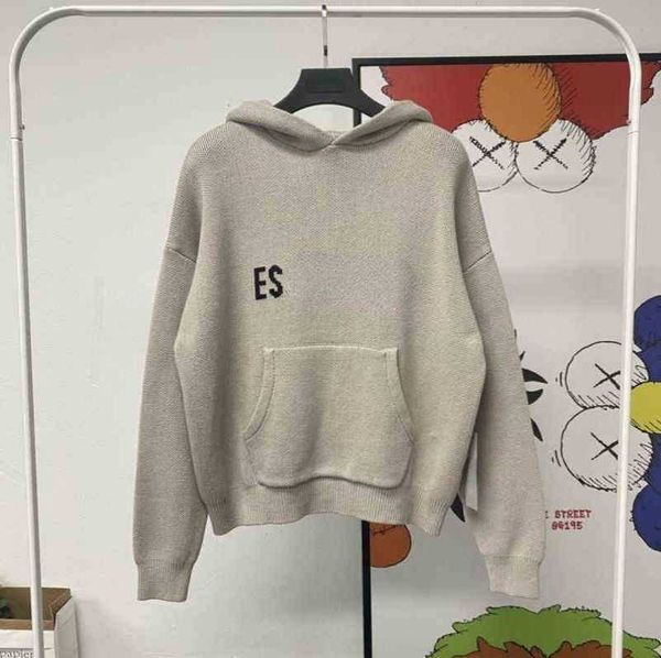 

ess hoodie turtleneck jumpers loose sweaters casual knits hoody lazy style for men women essentials lightweight sweatshirts cw073, Black